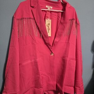 GeeGee Women's Pink Blazer with Fringe Detail NWT